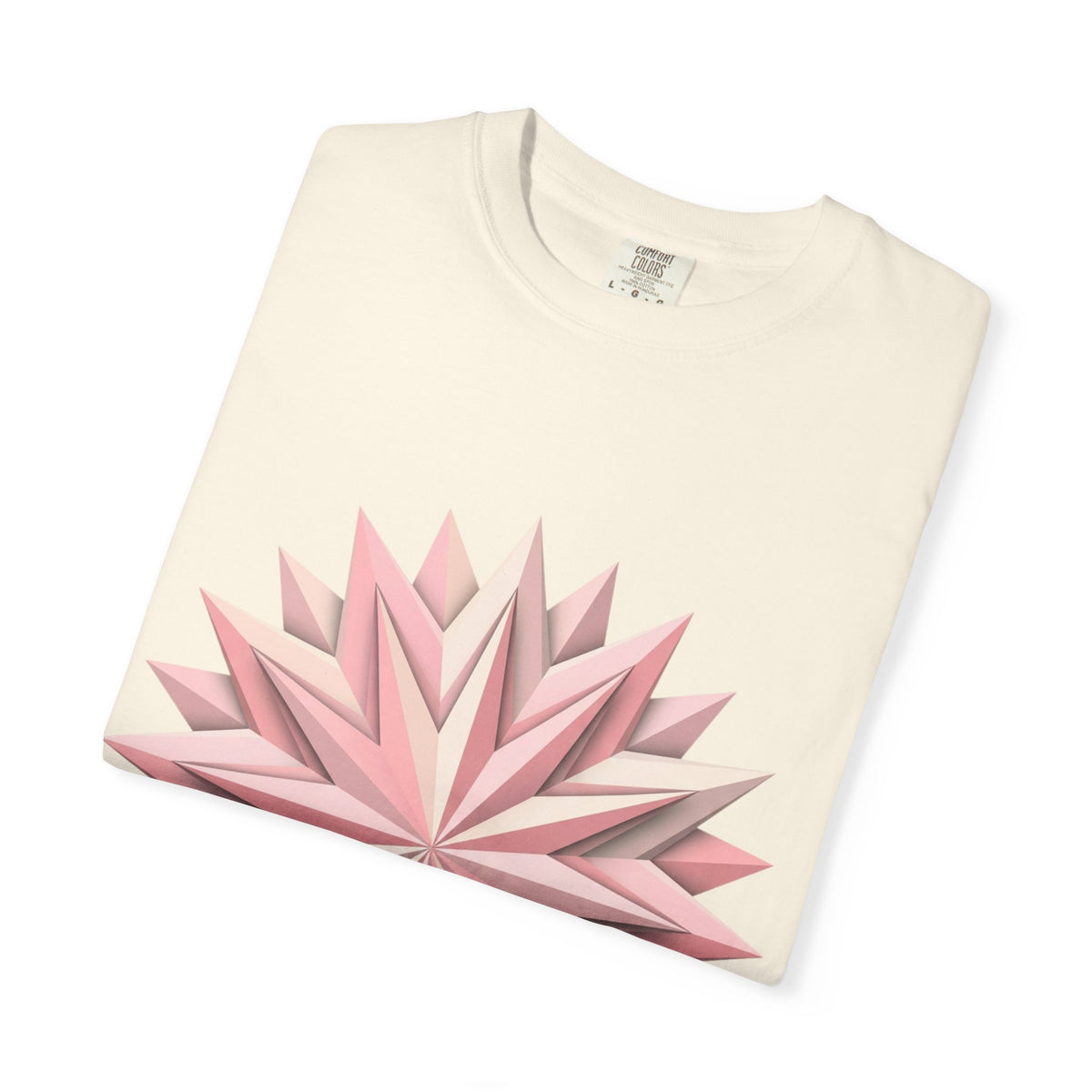 Geometric Rose Star T-Shirt — Pink 3D Origami Floral Tee