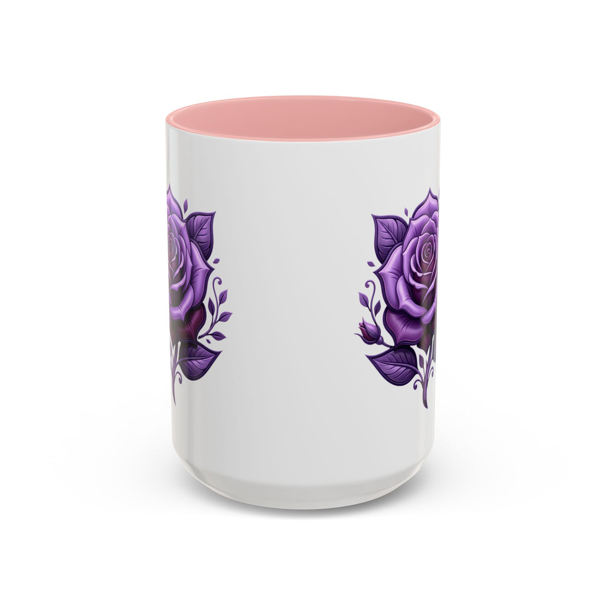 Purple Rose Accent Coffee Mug — Floral Gothic Tea Cup for Women & Gifts