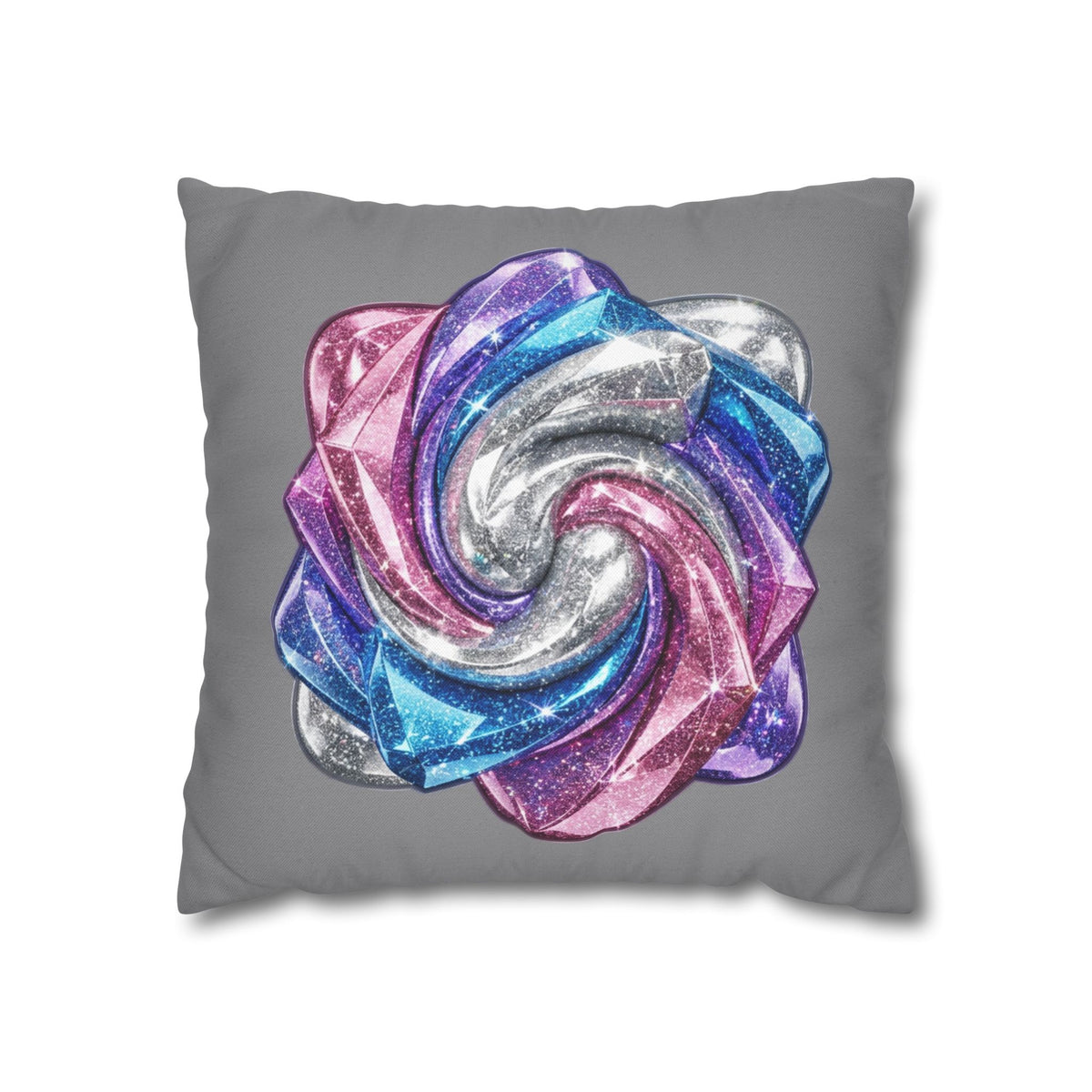 3D Glitter Design Grey Spun Polyester Square Pillowcase