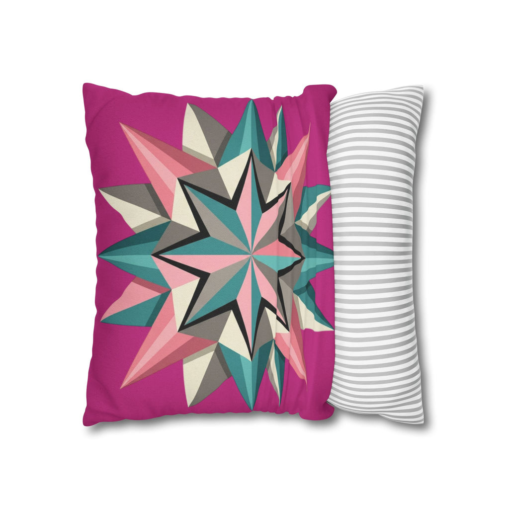Geometric Starburst Throw Pillowcase — Pink Teal Modern Decorative Cushion Cover