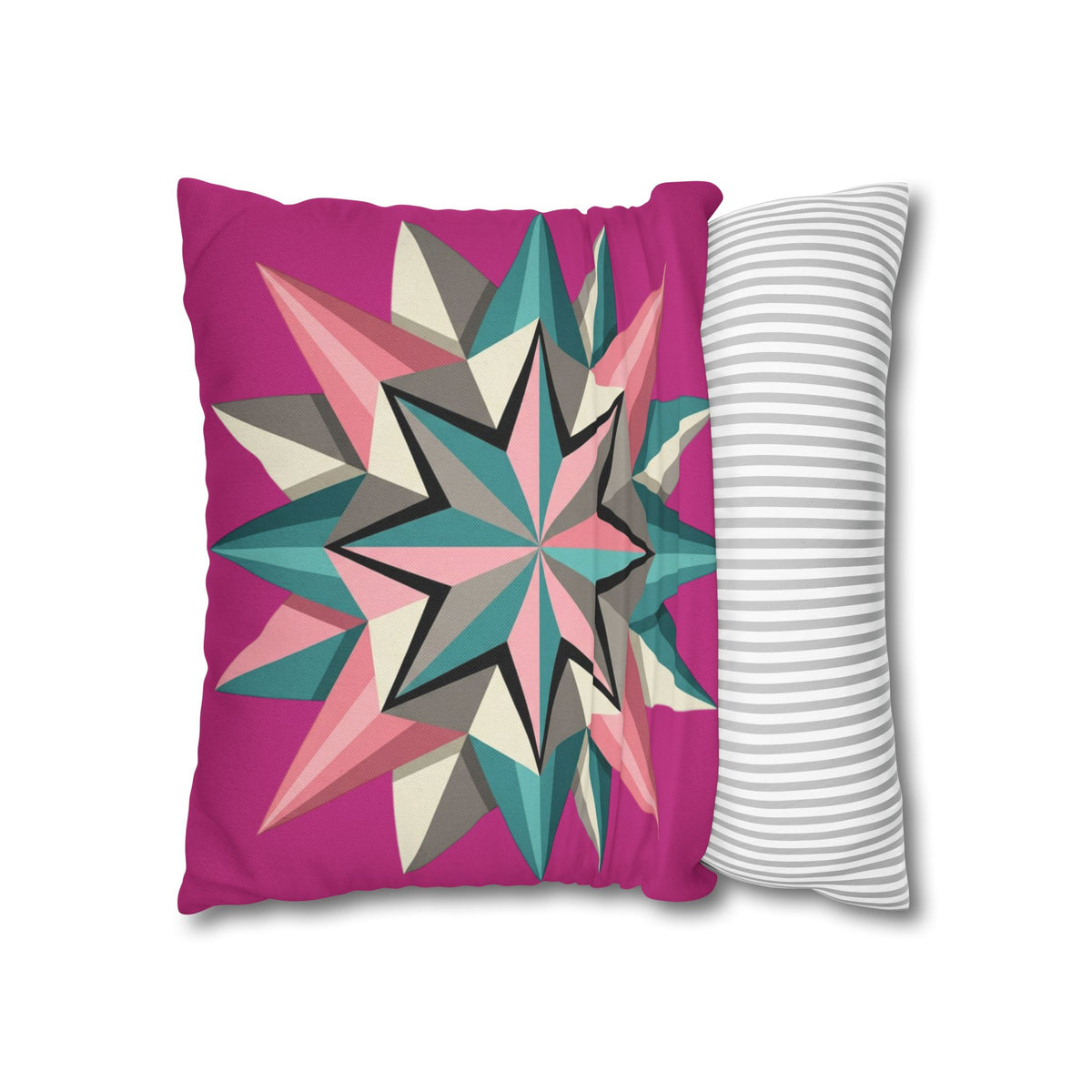 Geometric Starburst Throw Pillowcase — Pink Teal Modern Decorative Cushion Cover