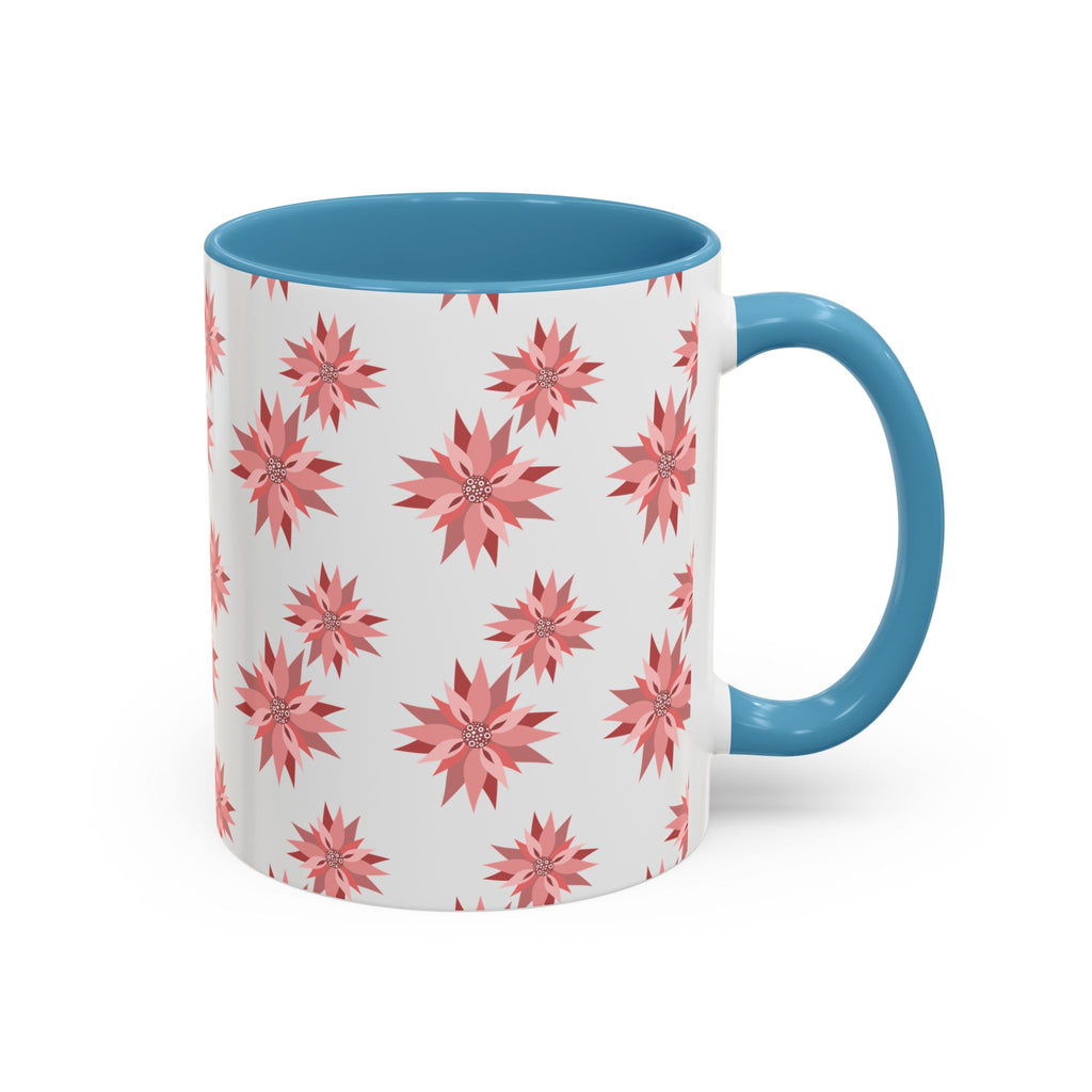 Pink Geometric Floral Accent Coffee Mug — 11/15oz