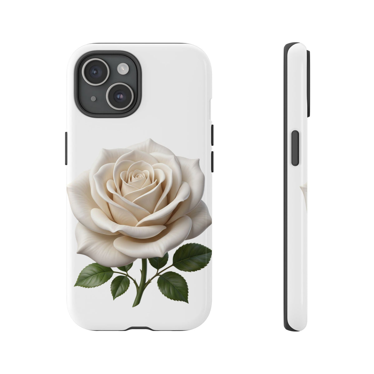 White Rose Tough Phone Case – Elegant Floral Protective Cover