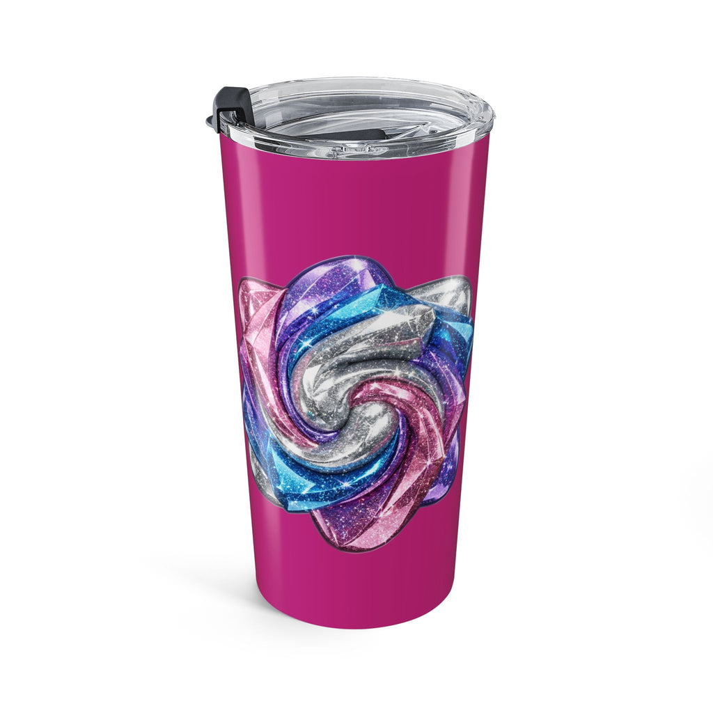 20oz Pink Tumbler Magenta with Iridescent Rose Design - Floral Travel Cup