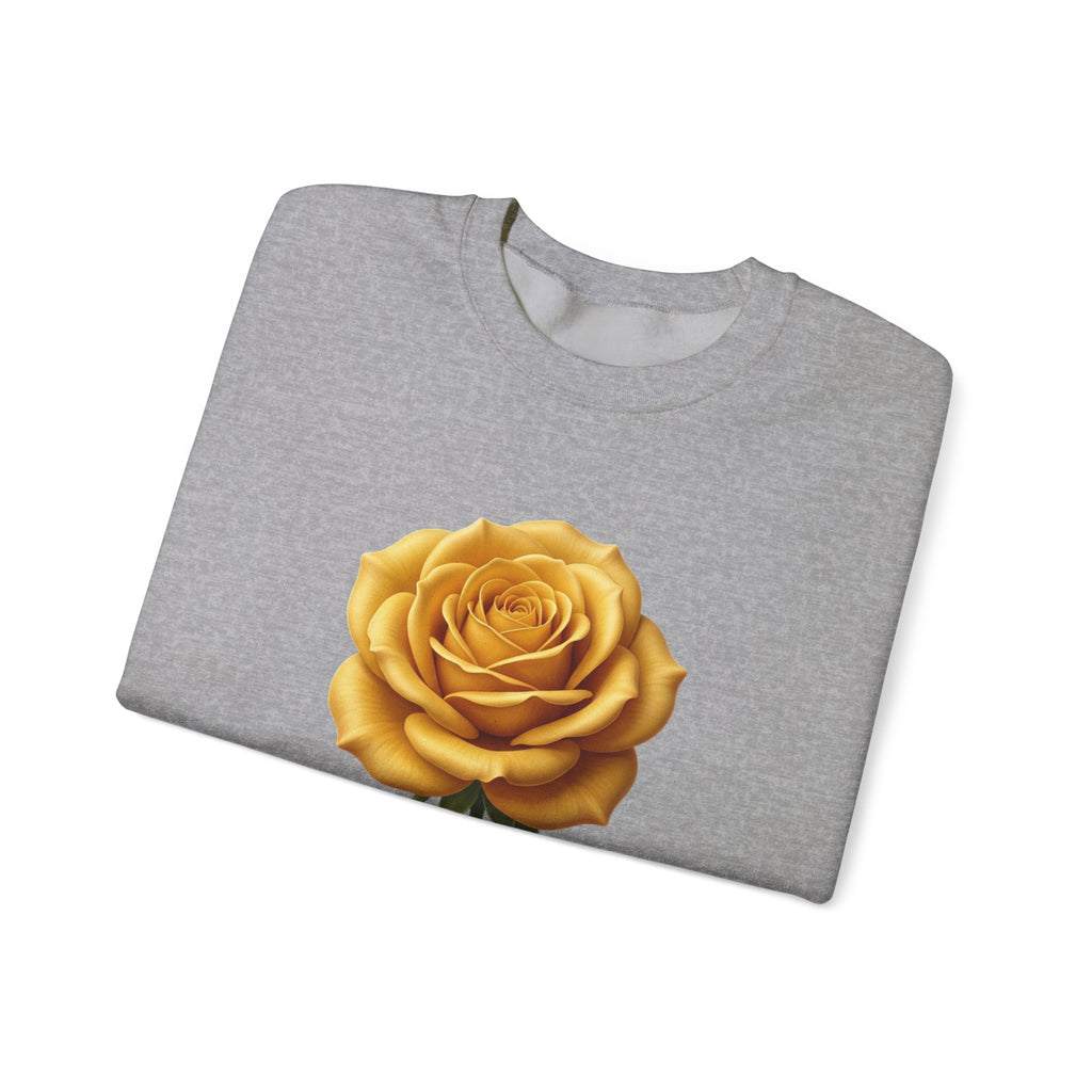 Yellow Rose Crewneck Sweatshirt — Vintage Floral Graphic