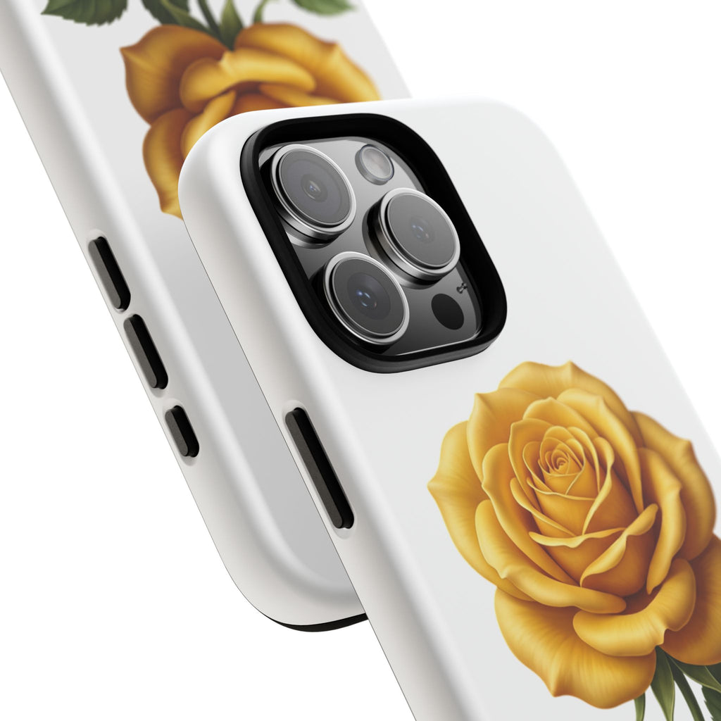 Yellow Rose Phone Case — Vintage Floral Tough Protective Cover