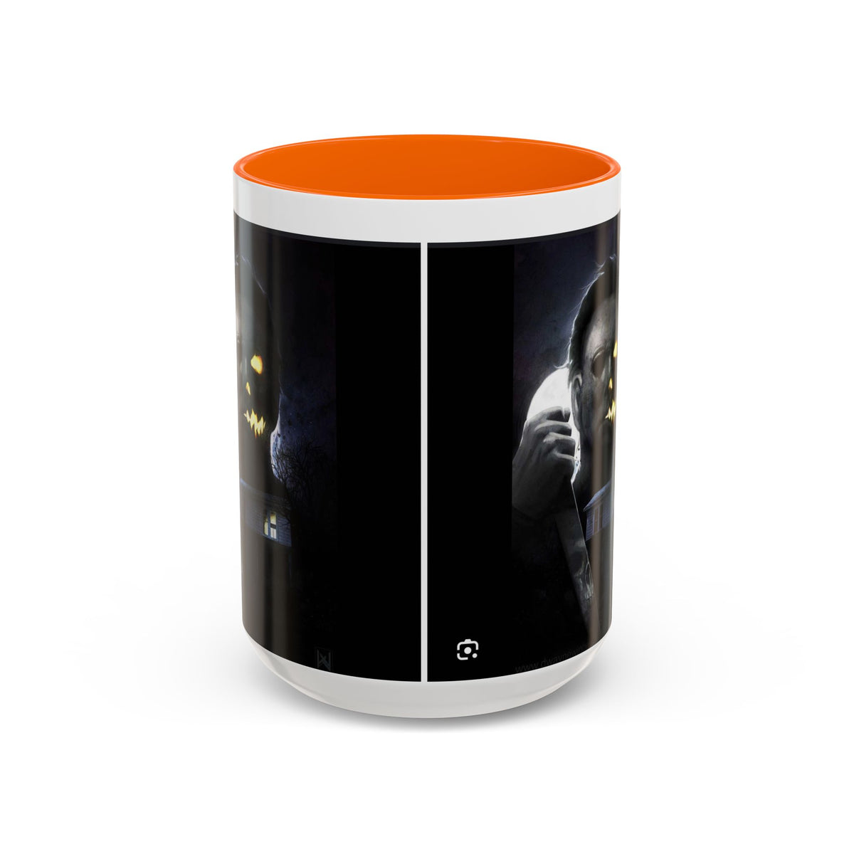 Halloween Michael Myers Accent Coffee Mug — Spooky Horror Movie Jack-O'-Lantern Face (11/15oz)