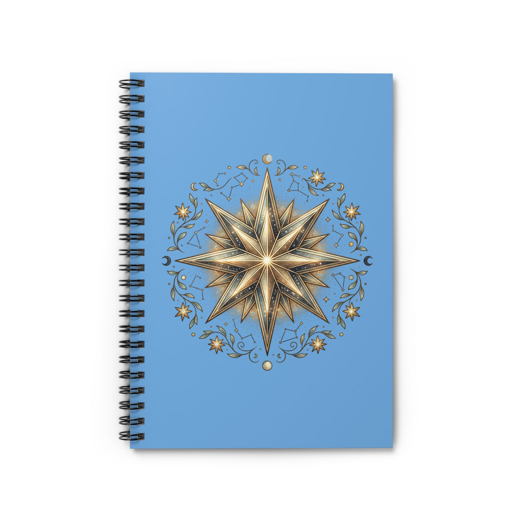 Star Print Spiral Notebook - Ruled Line- Light Blue