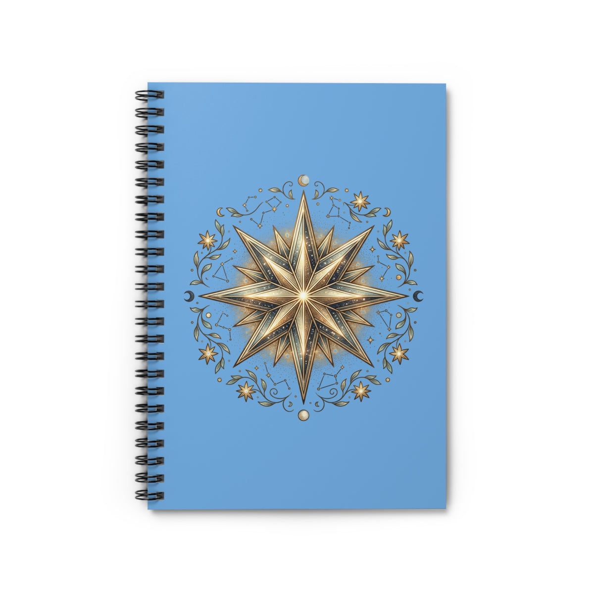 Star Print Spiral Notebook - Ruled Line- Light Blue