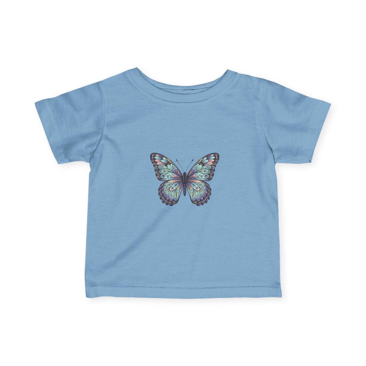 Infant Butterfly Tee — Pastel Blue Floral Butterfly Baby Shirt
