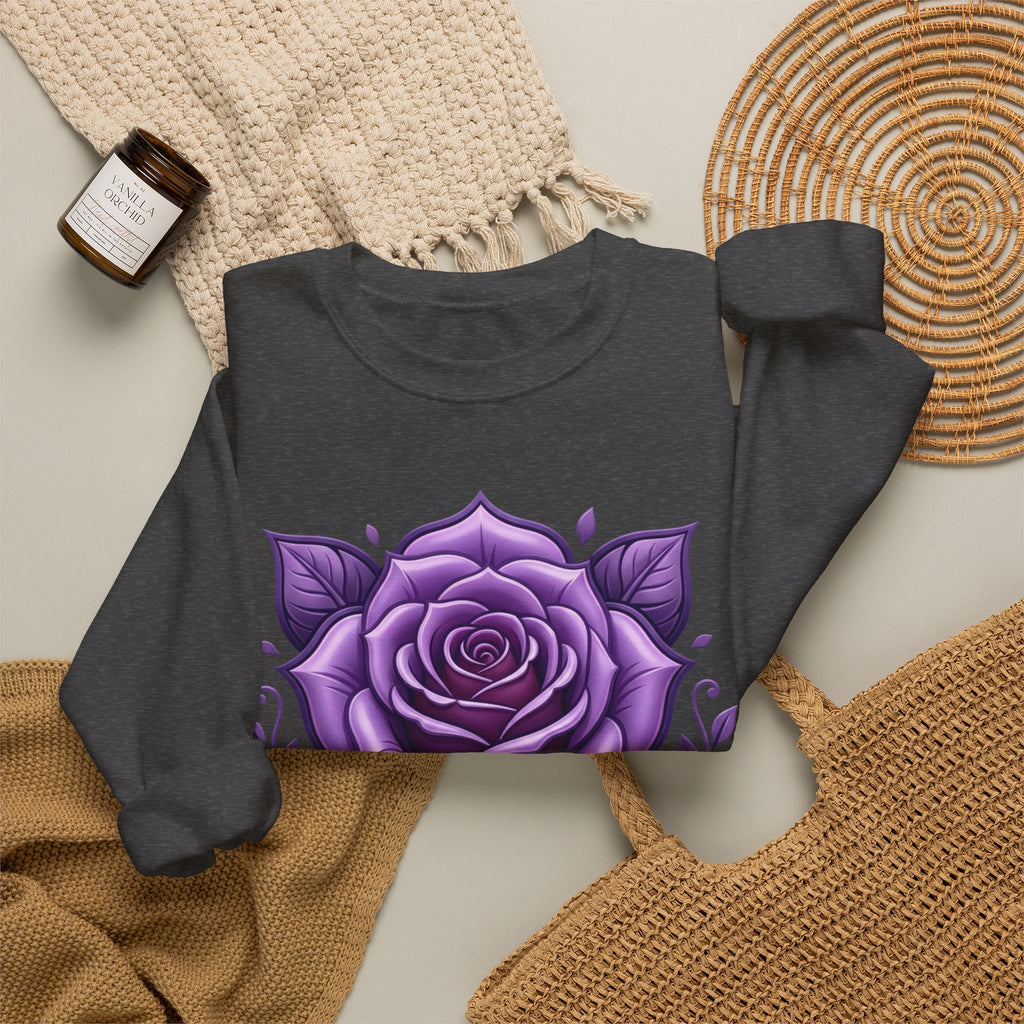 Purple Rose Crewneck Sweatshirt
