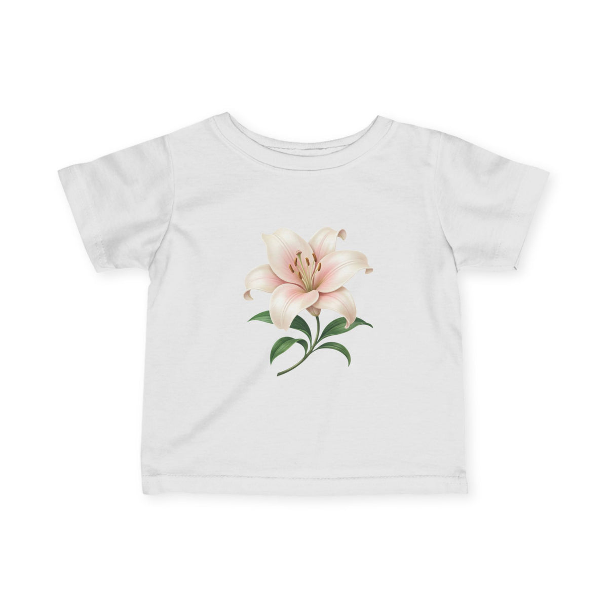Infant Tee with Soft Pink Lily Floral Print — Baby Girl Spring Outfit