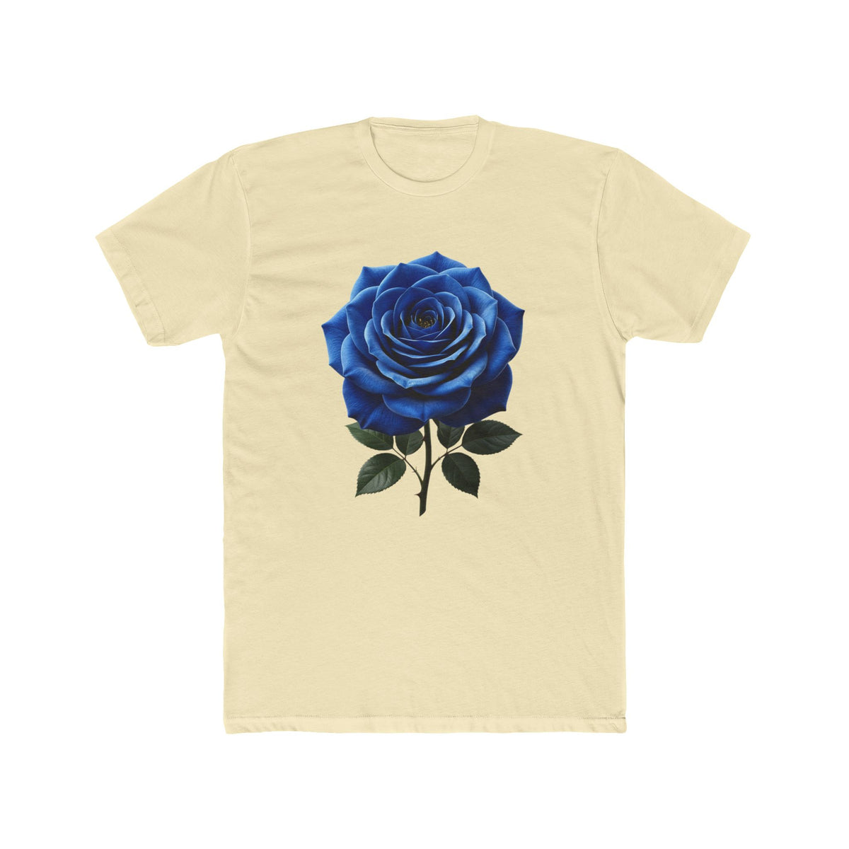 Blue Rose Tee — Realistic Floral Graphic T‑Shirt