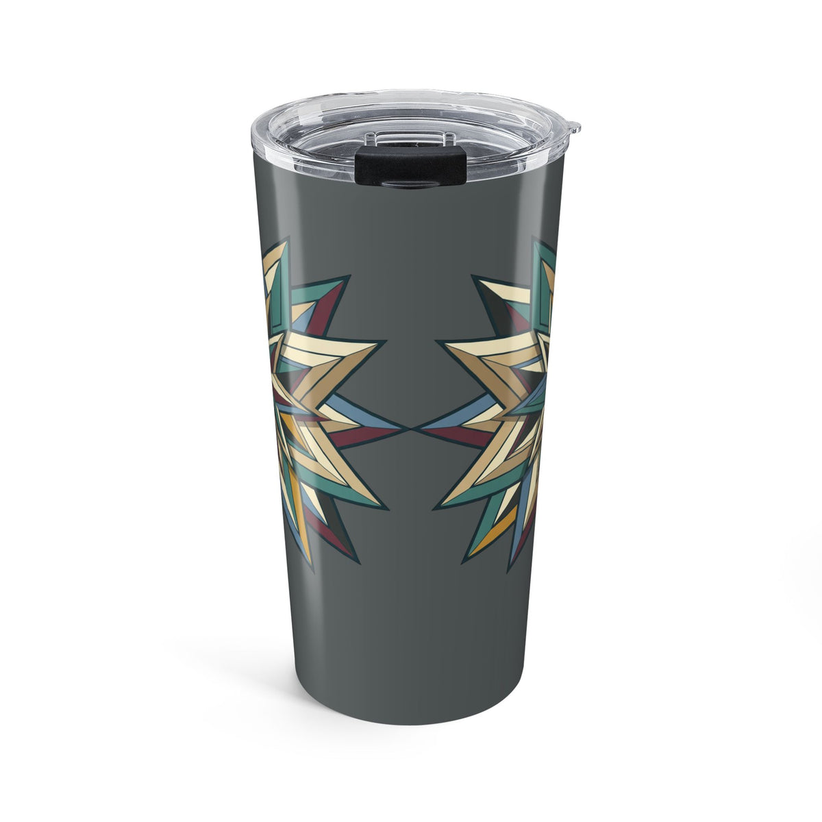 Geometric Star 20oz Tumbler — Insulated Travel Cup- Dark Grey