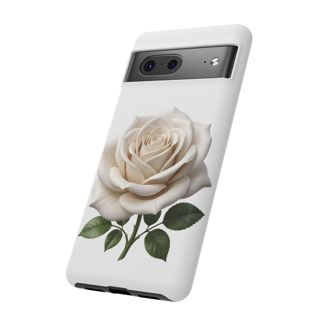 White Rose Tough Phone Case – Elegant Floral Protective Cover