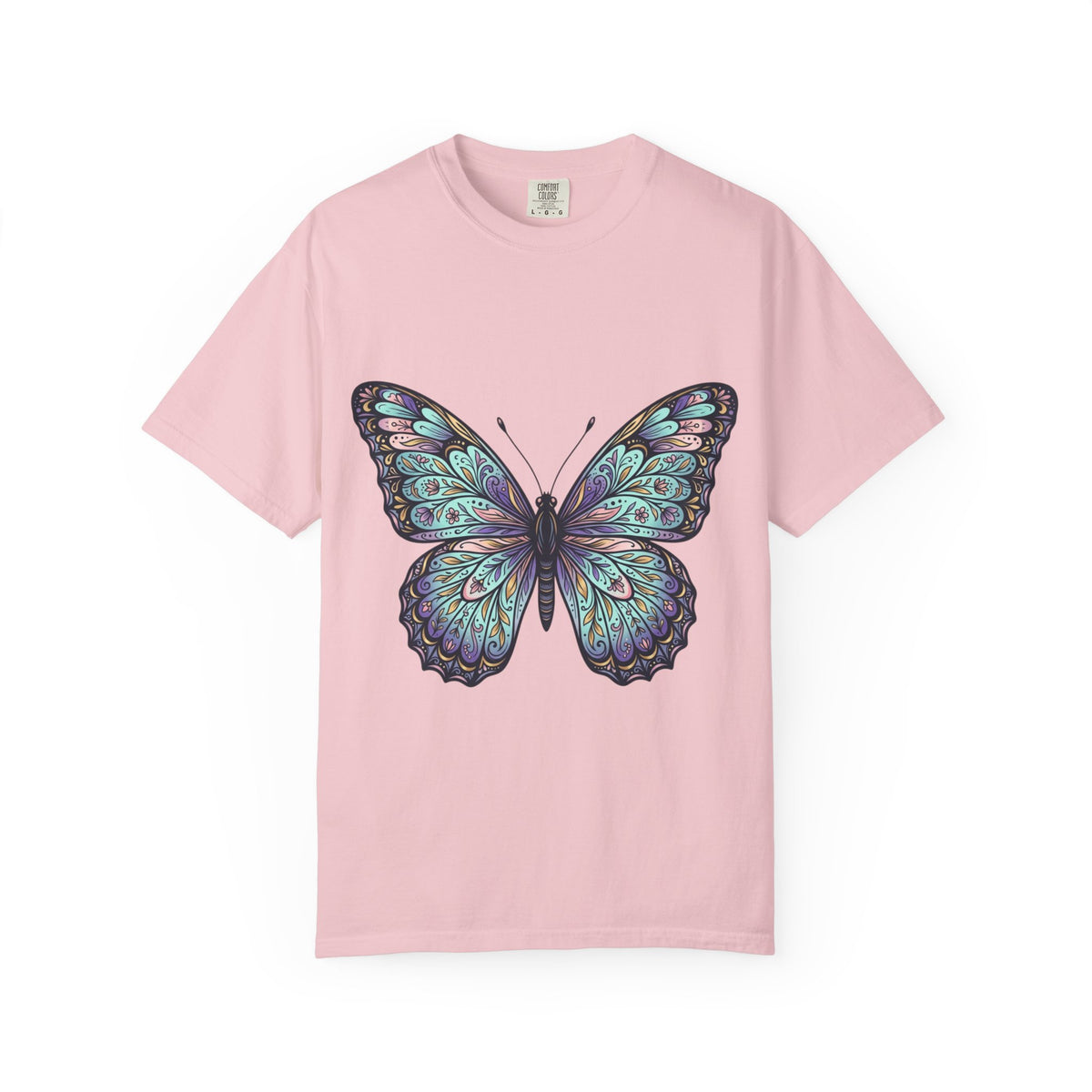 Butterfly Art T‑Shirt — Blue Purple Ornamental Butterfly Graphic Tee