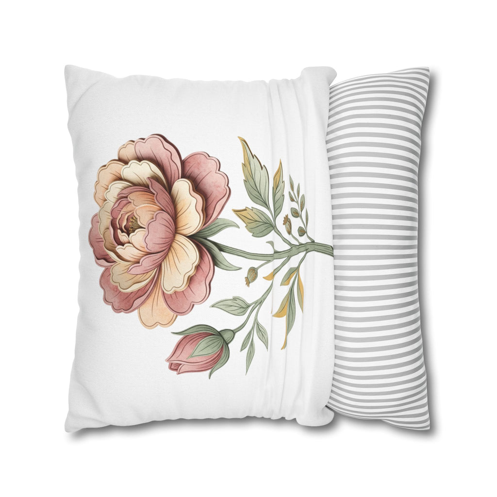 Floral Rose Spun Polyester Square Pillowcase