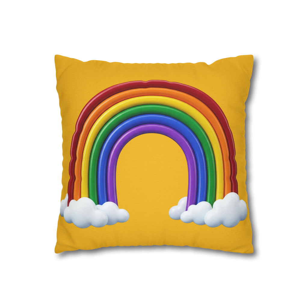 Rainbow Yellow Spun Polyester Square Pillowcase