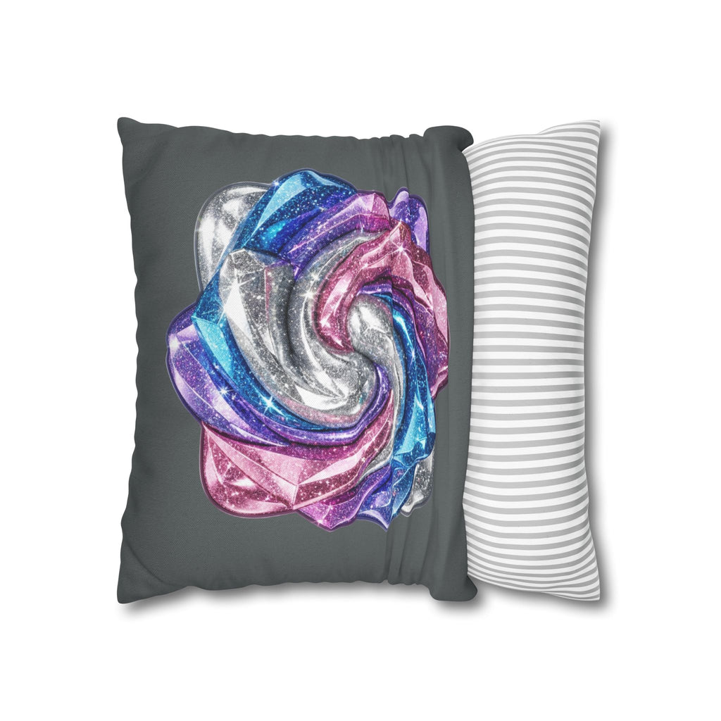 3D Glitter Design Dark Grey Spun Polyester Square Pillowcase