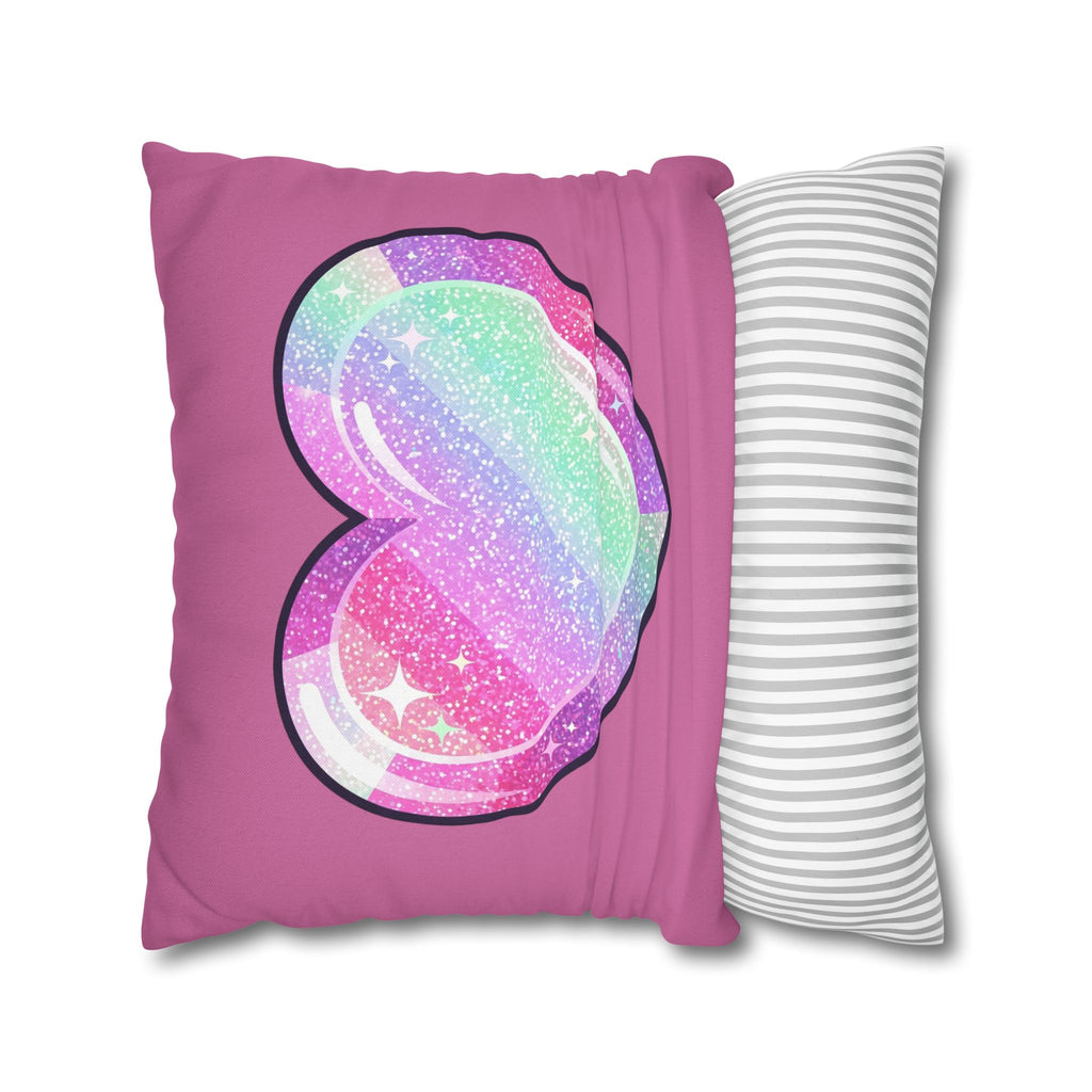 Pastel Glitter Heart Pillowcase Spun Polyester Square Pillowcase- Light Pink