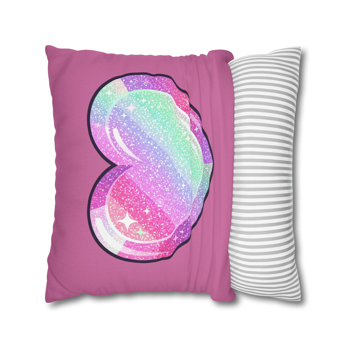Pastel Glitter Heart Pillowcase Spun Polyester Square Pillowcase- Light Pink