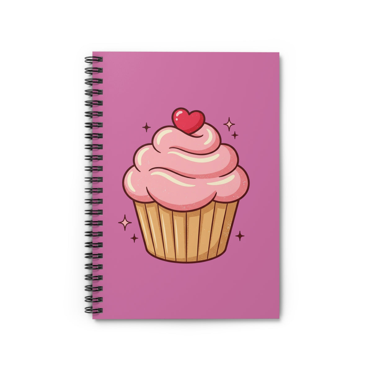 Pink Cupcake Spiral Notebook - Ruled Line- Light Pink