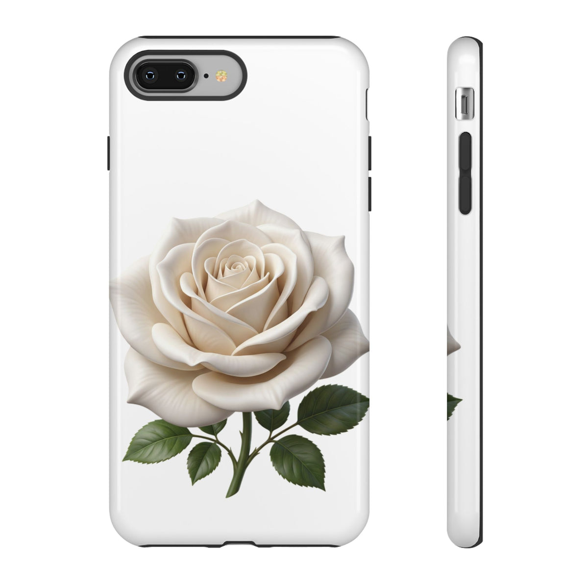 White Rose Tough Phone Case – Elegant Floral Protective Cover