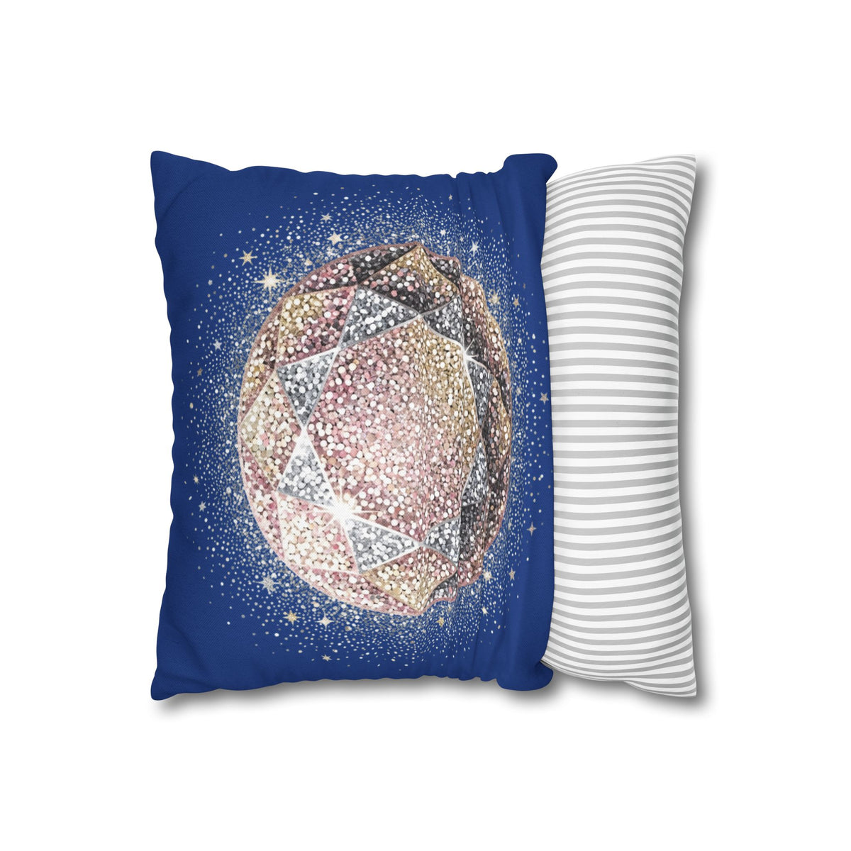 Glittery Navy Spun Polyester Square Pillowcase