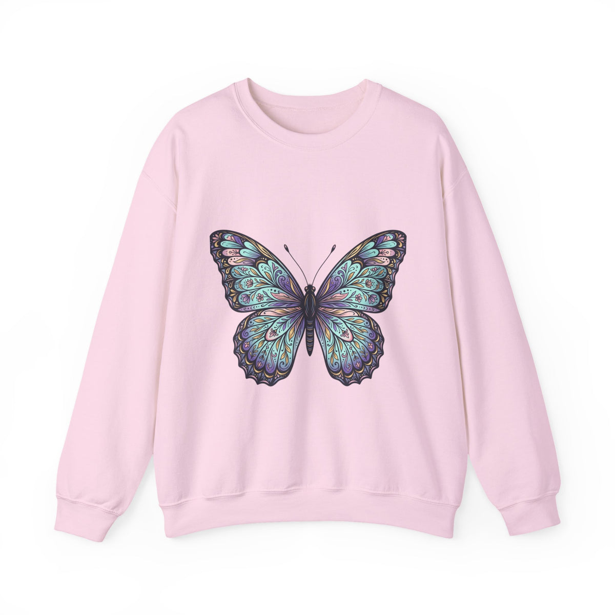 Butterfly Crewneck Sweatshirt – Teal Purple Watercolor Wing Design