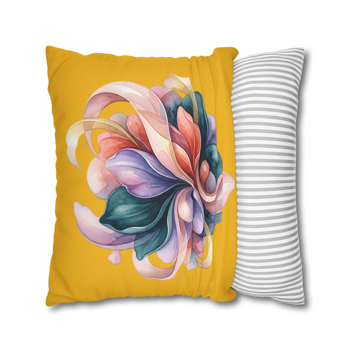 Floral Swirl Decorative Pillowcase — Vibrant Yellow Abstract Bloom