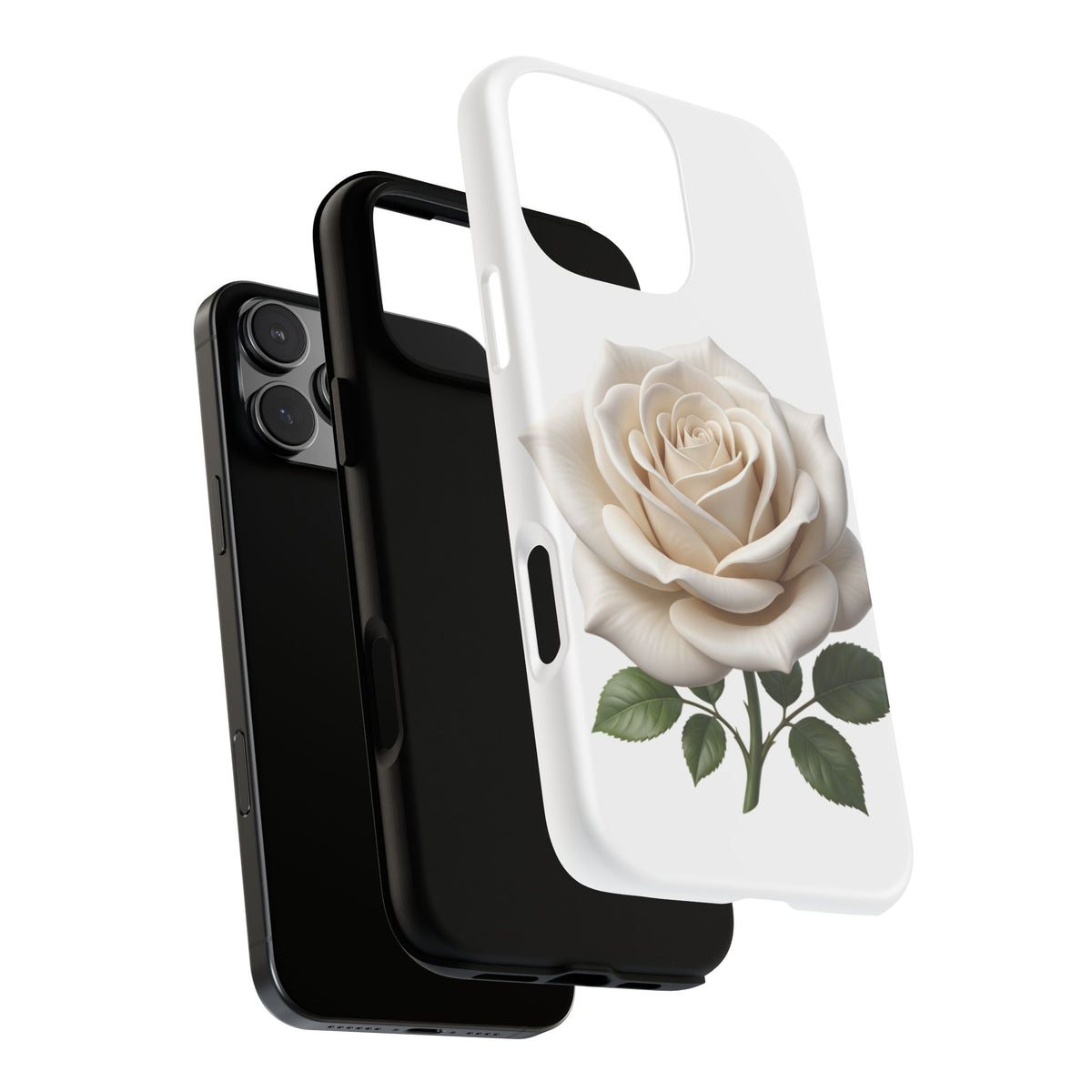 White Rose Tough Phone Case – Elegant Floral Protective Cover