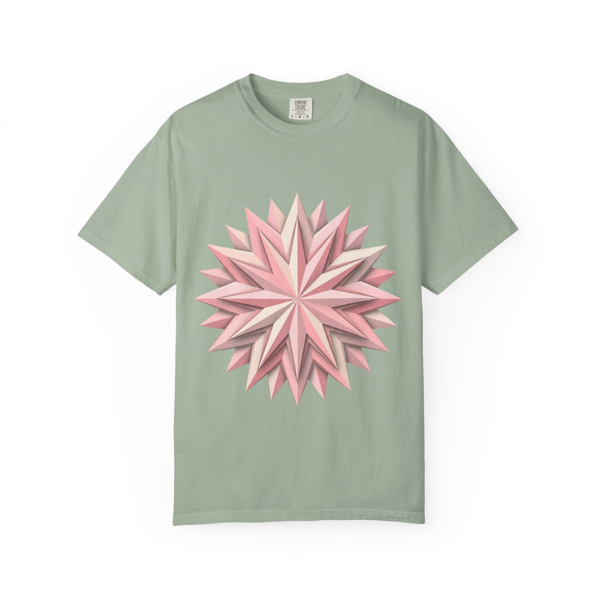 Geometric Rose Star T-Shirt — Pink 3D Origami Floral Tee