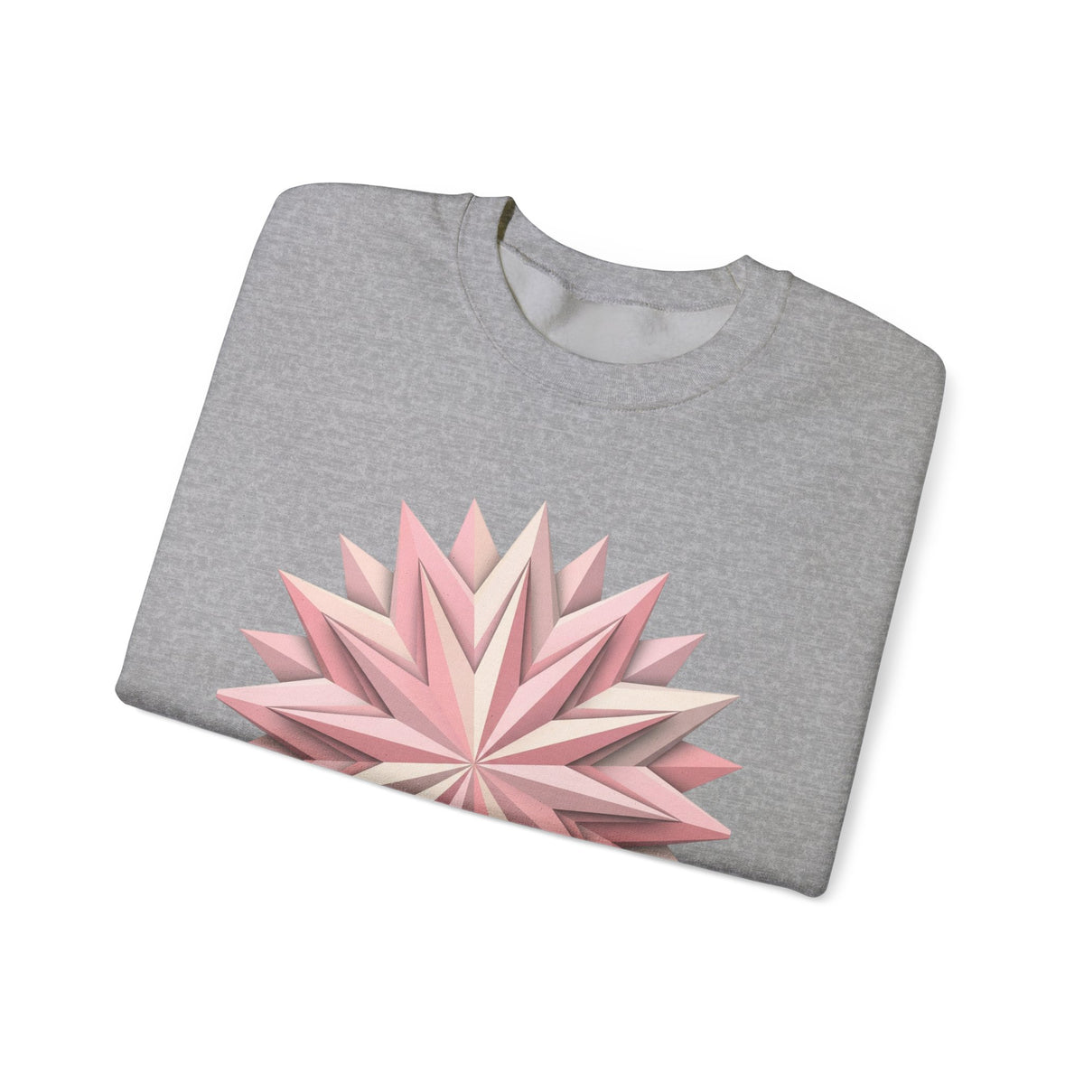 Starburst Polygon Crewneck Sweatshirt — Pink Geometric Floral Graphic