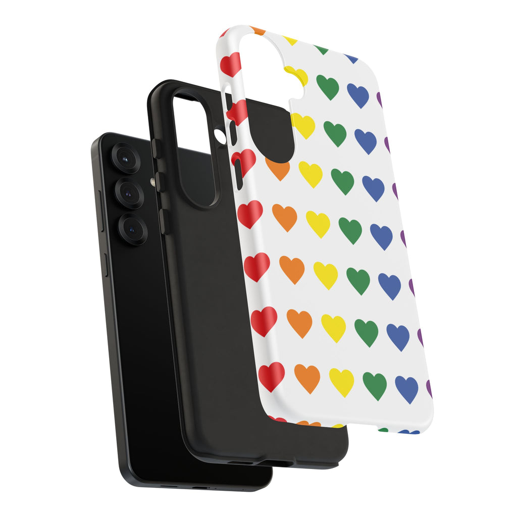 Rainbow Heart Tough Phone Case — Pride Pattern Protective Cover
