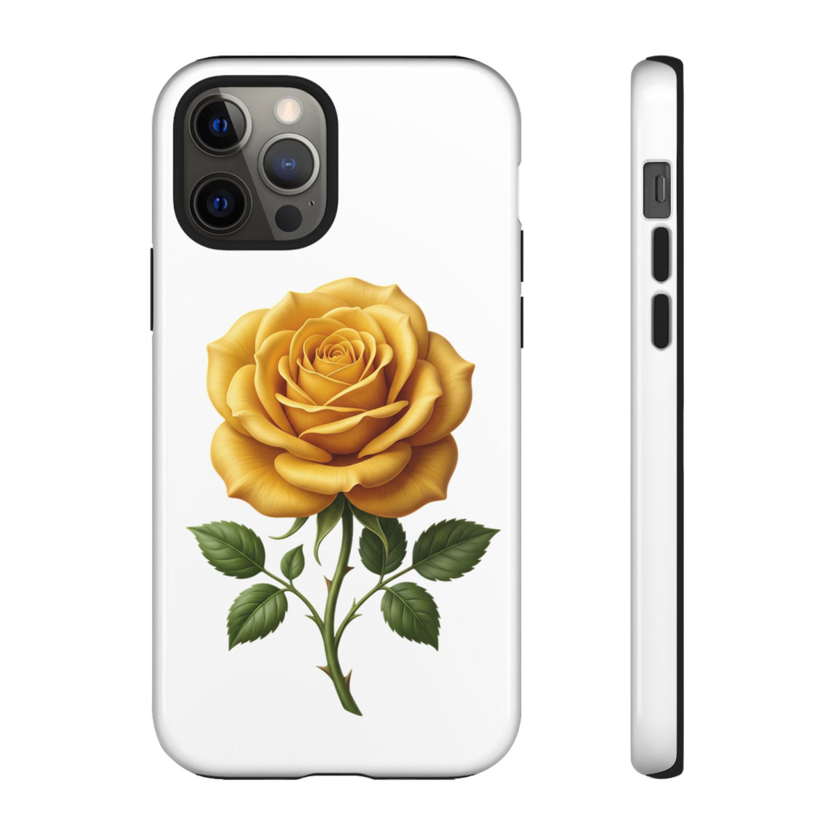 Yellow Rose Phone Case — Vintage Floral Tough Protective Cover