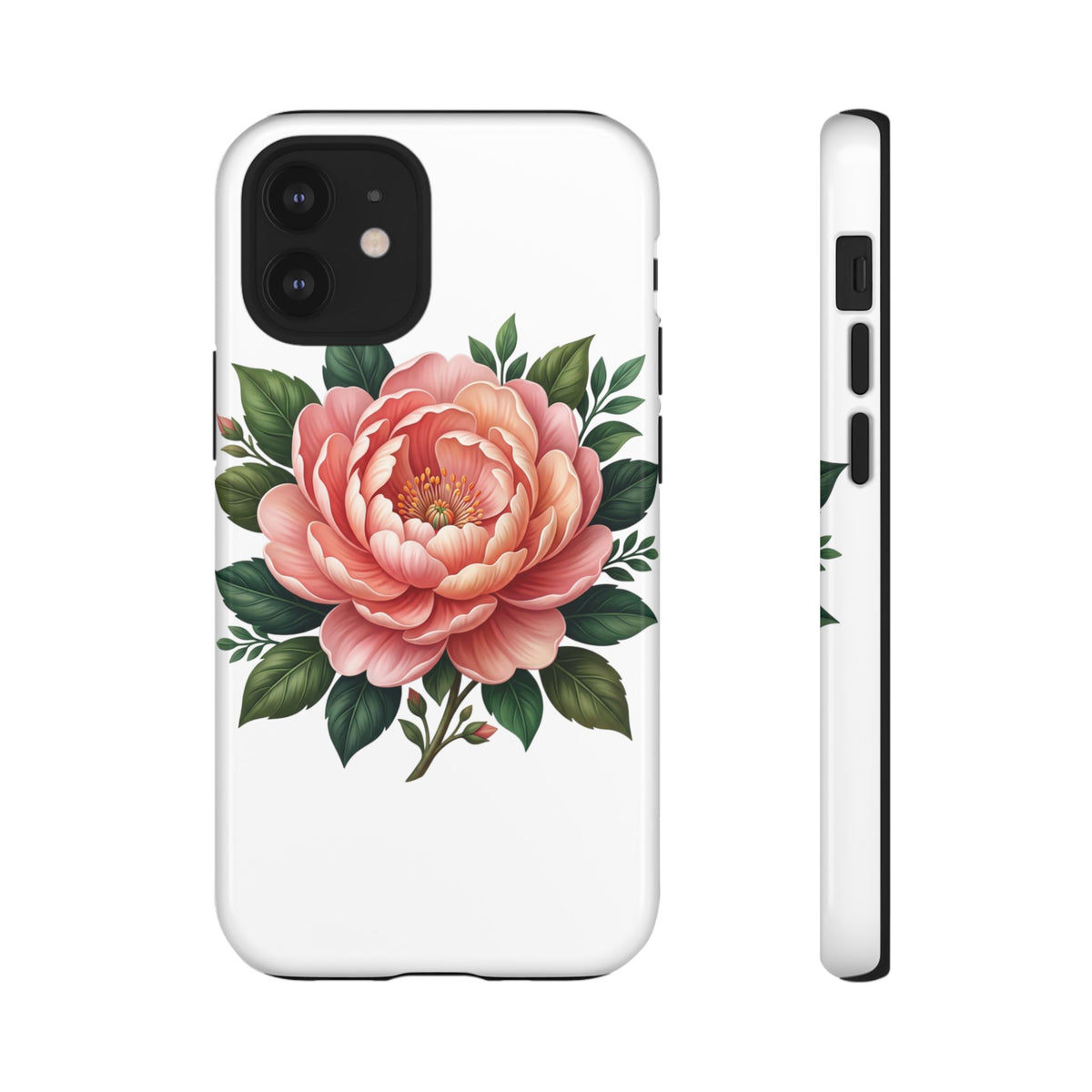 Floral Peony Tough Phone Case — Protective Botanical iPhone Cover