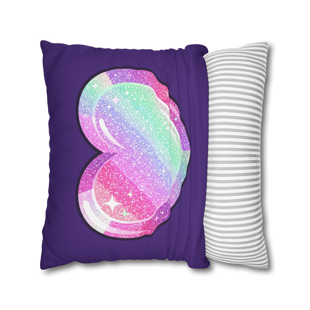 Pastel Glitter Heart Pillowcase Spun Polyester Square Pillowcase- Dark Purple