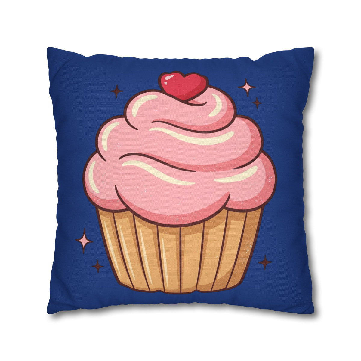 Pink Cupcake Spun Polyester Square Pillowcase- Navy