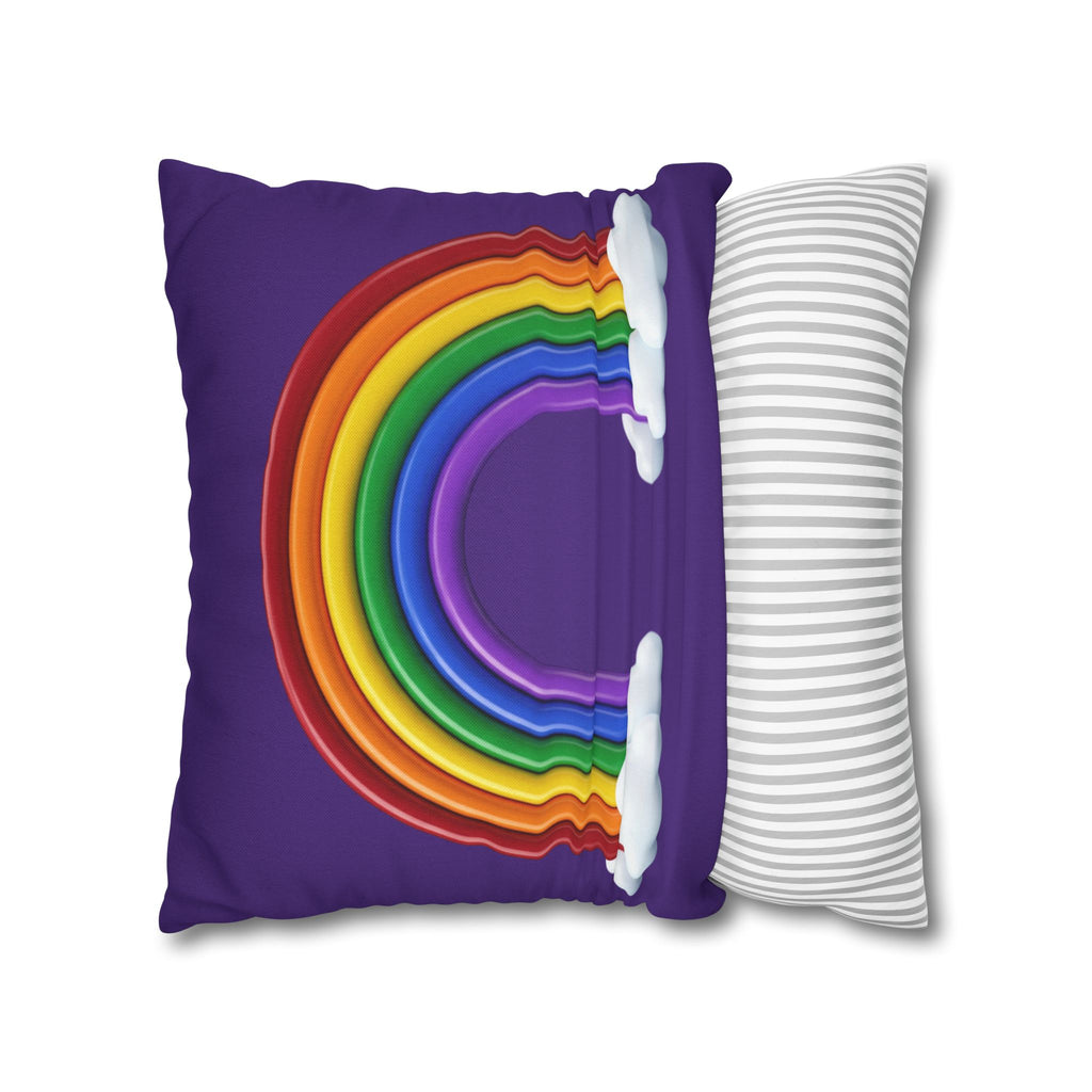 Rainbow Dark Purple Spun Polyester Square Pillowcase