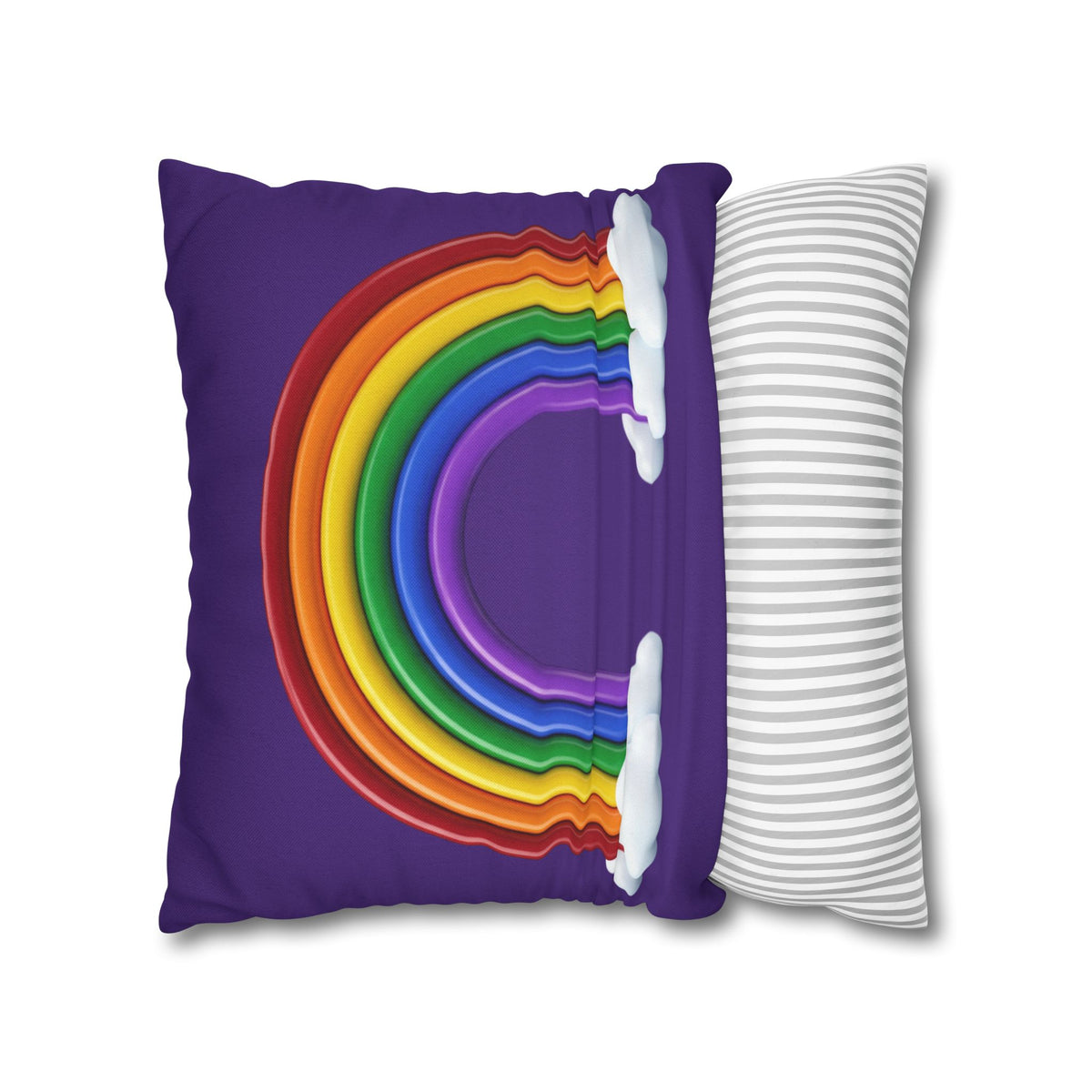 Rainbow Dark Purple Spun Polyester Square Pillowcase