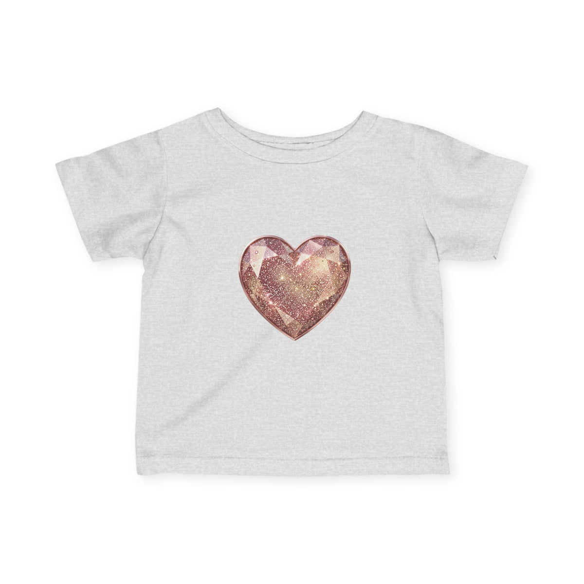 Infant Tee — Rose Gold Glitter Heart Baby T‑Shirt