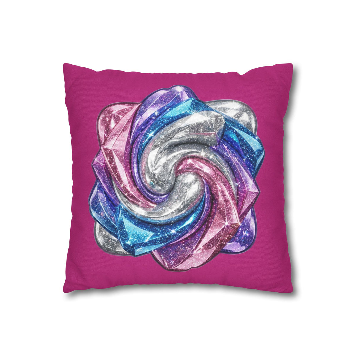3D Glitter Design Magenta Spun Polyester Square Pillowcase