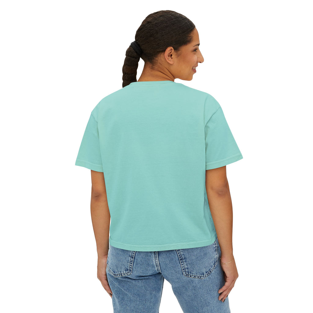 Cloud Graphic Boxy Tee — Minimal Cloud Illustration Women’s Cropped T-Shirt