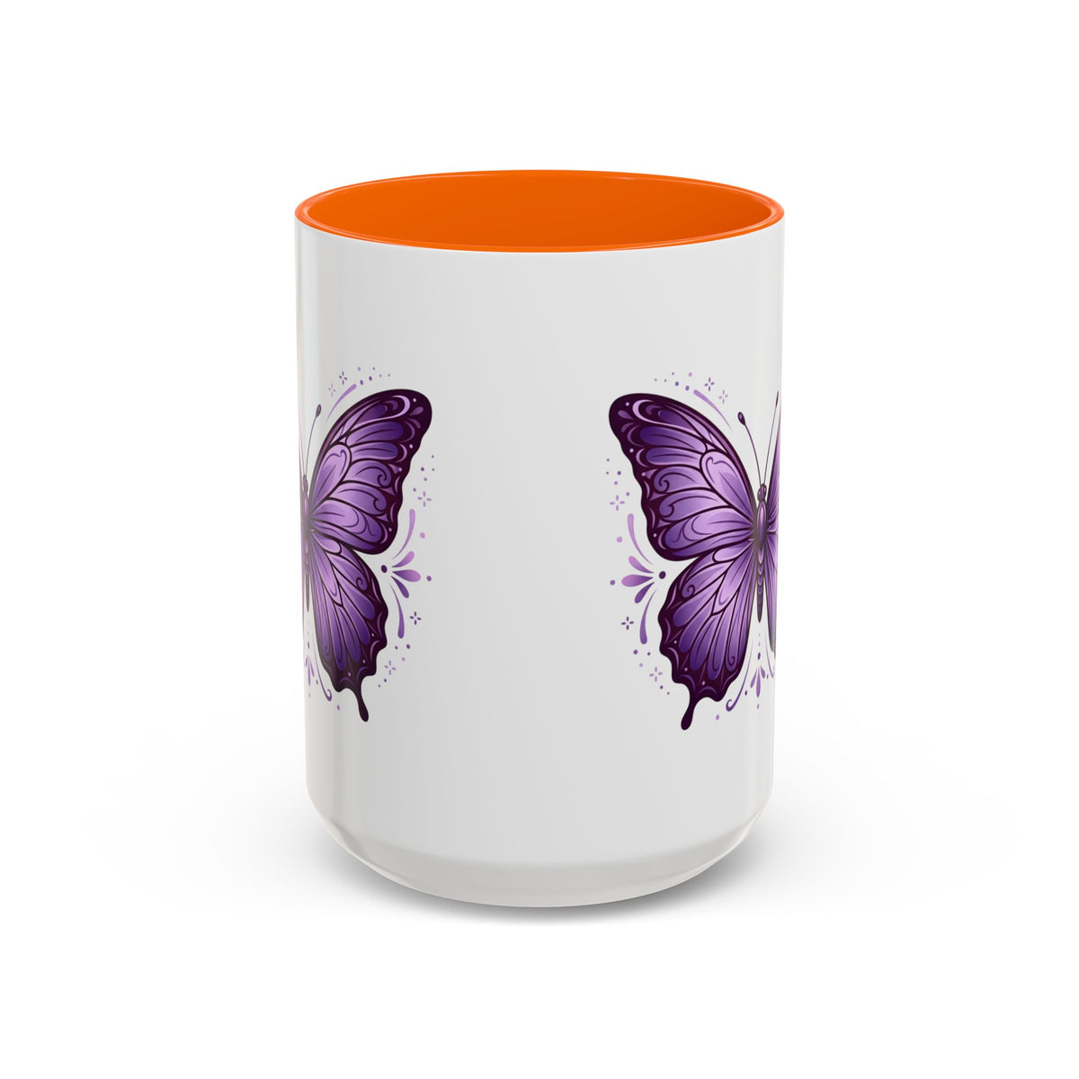 Purple Butterfly Accent Coffee Mug — 11oz & 15oz Decorative Tea Cup