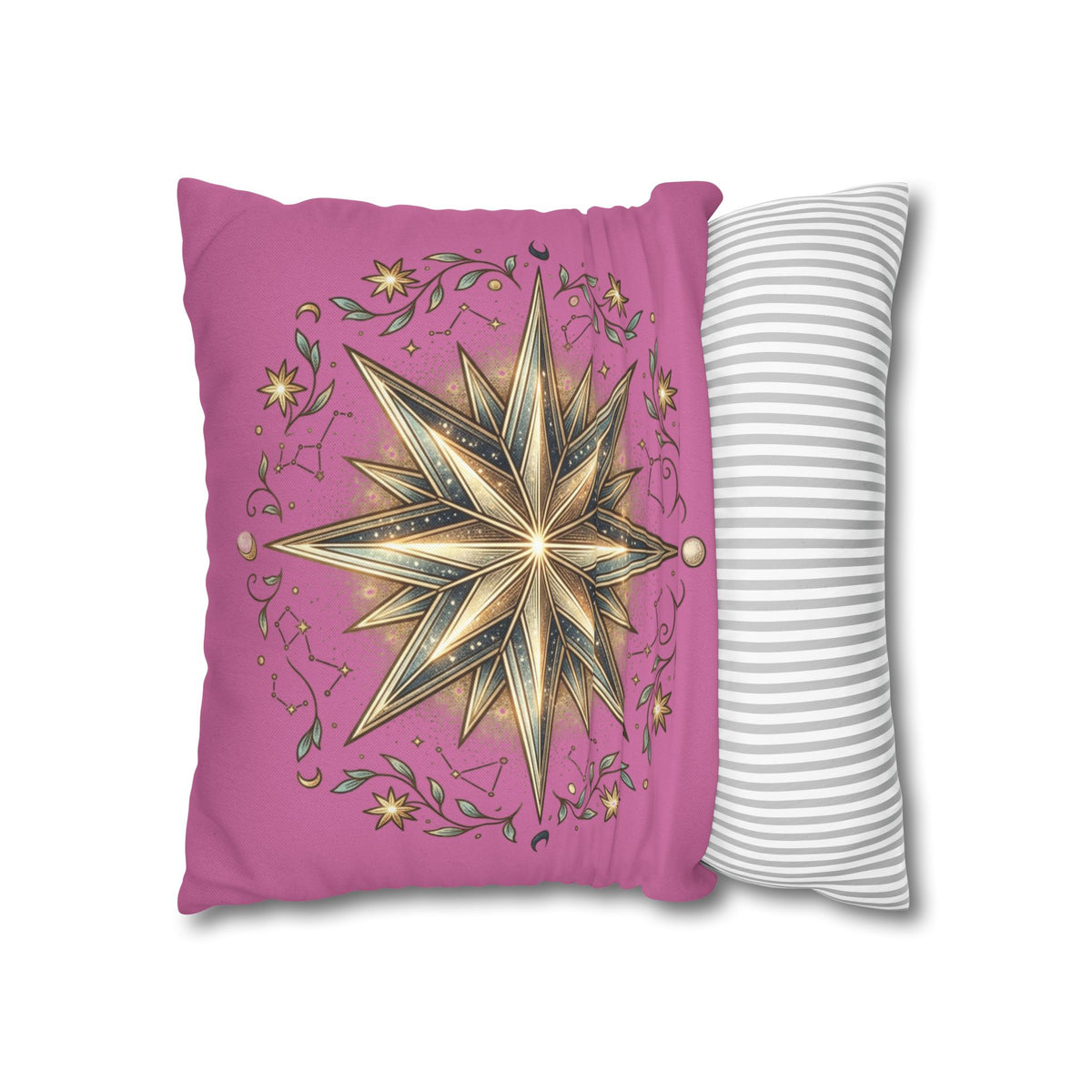 Star Print Light Pink Spun Polyester Square Pillowcase