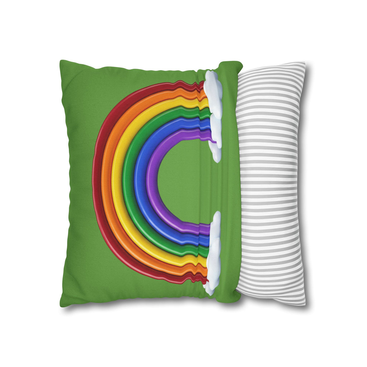 Rainbow Light Green Spun Polyester Square Pillowcase