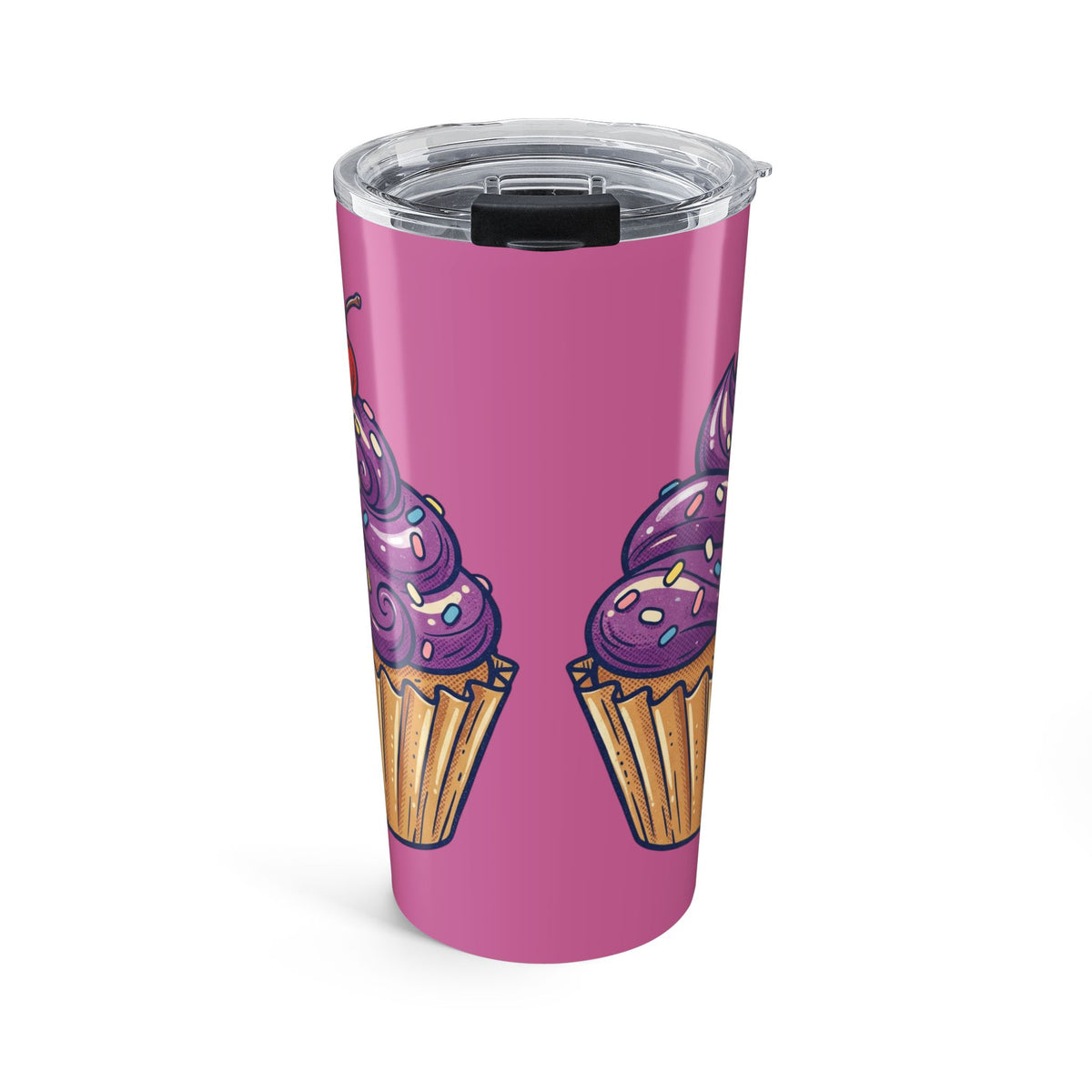 20oz Cupcake Tumbler – Light Pink Purple Dessert Travel Mug