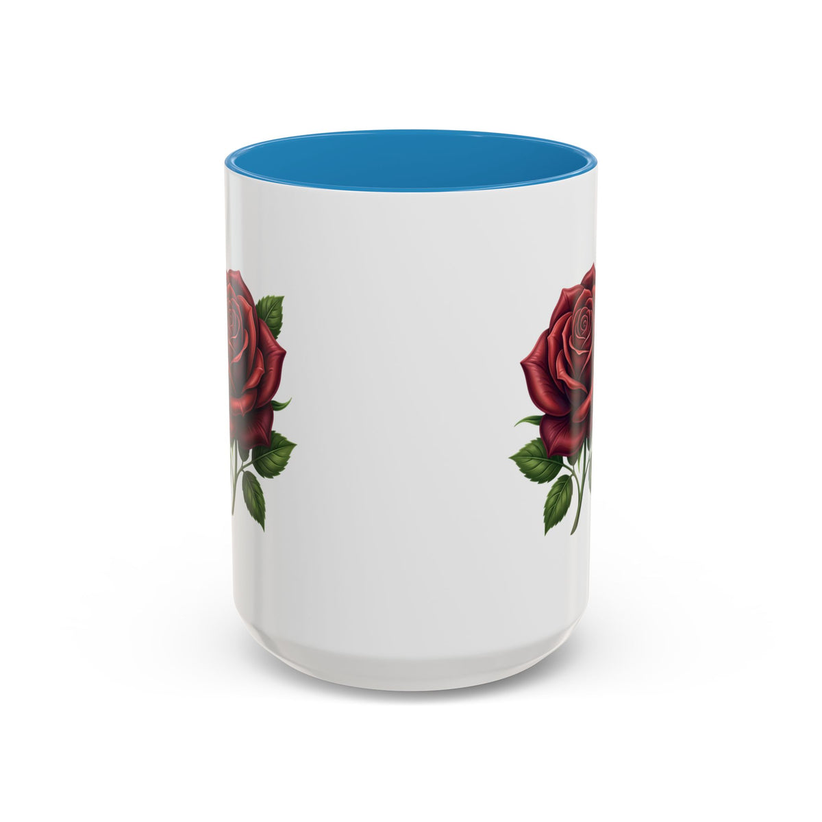 Red Rose Accent Coffee Mug — Floral Ceramic Coffee Cup (11/15oz)