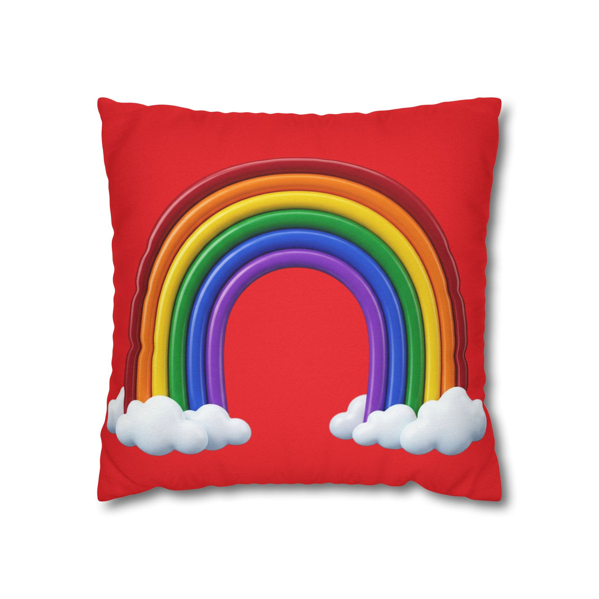 Rainbow Red Spun Polyester Square Pillowcase