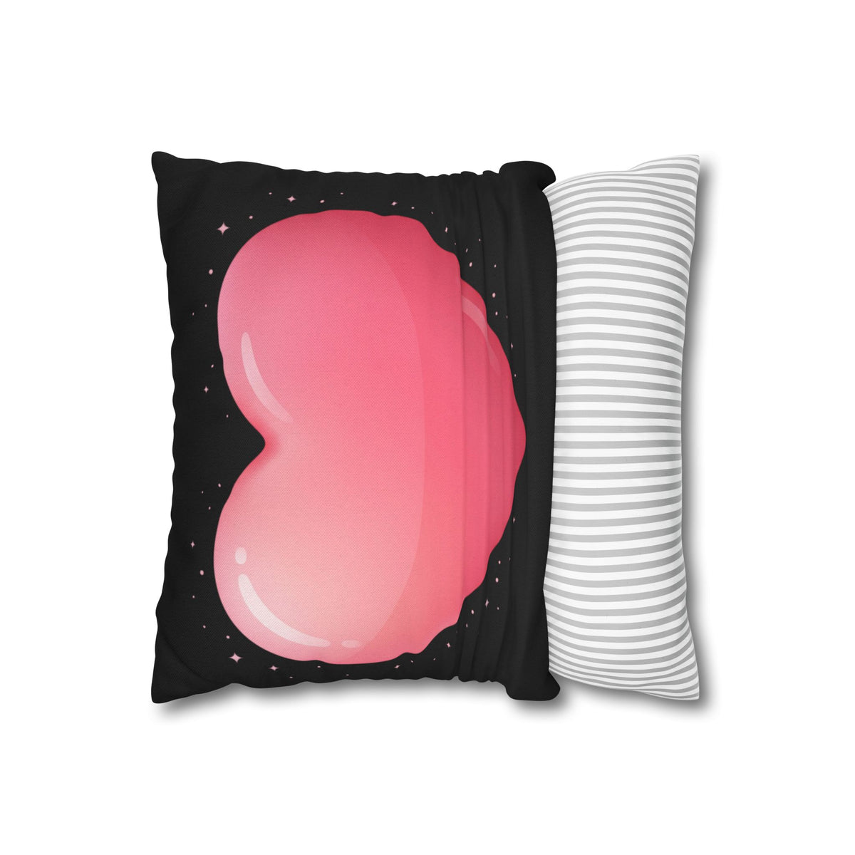 Pink Heart Black Spun Polyester Square Pillowcase